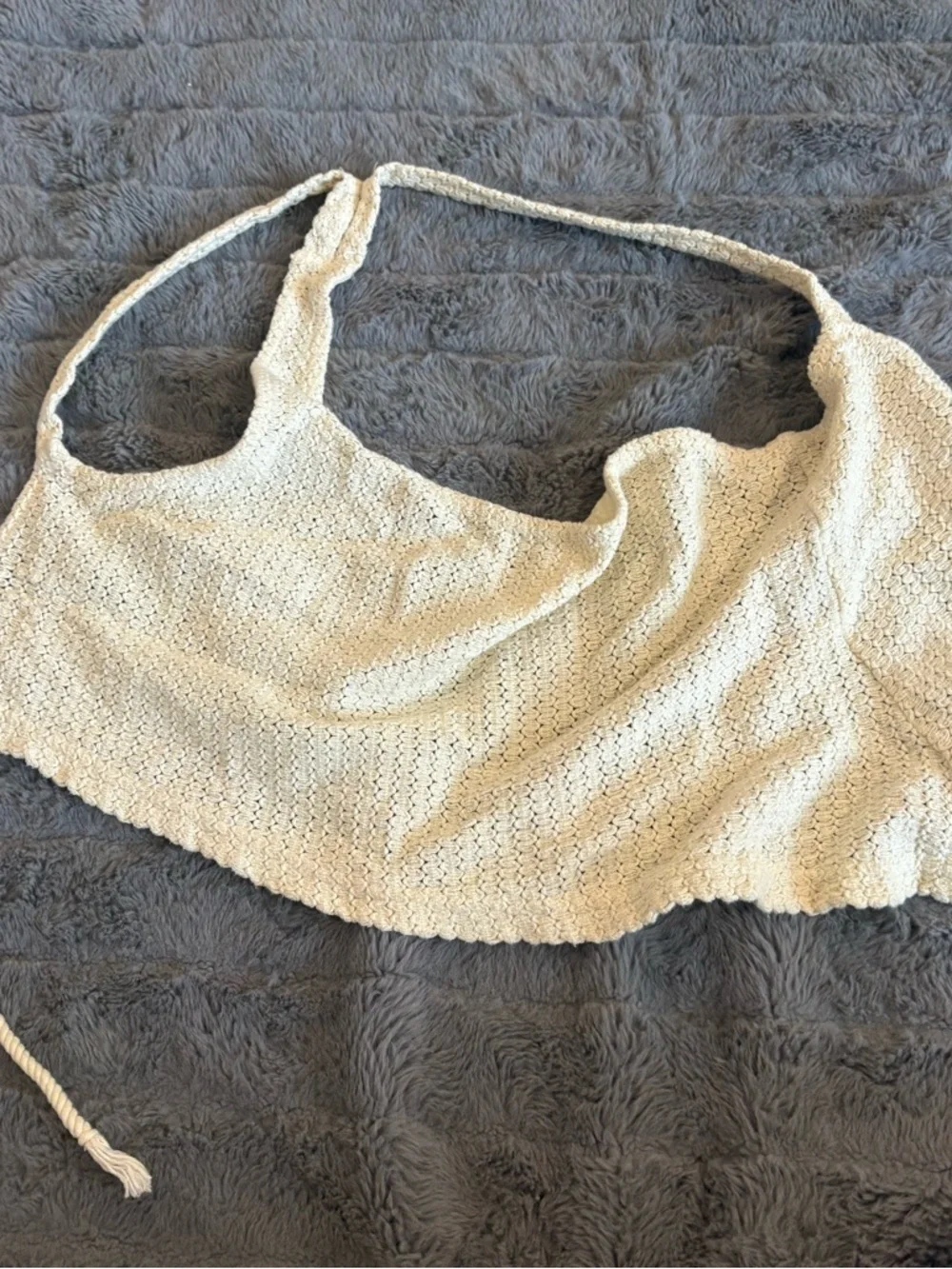 Knit Tie-Front Halter Top in Cream - Picture 6 of 10
